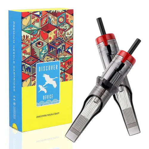 Cartuchos de aguja de tatuaje DESCUBRE 20 cartuchos desechables de aguja de tatuaje con cartuchos de seguridad de membrana, paquete estándar Magnum