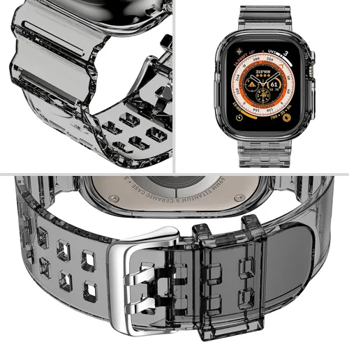 Miniatura 3 de DABAOZA - Correa compatible con Apple Watch de 49 mm, 46 mm, 45 mm, 44 mm, 42 mm, 41 mm, 40 mm, 38 mm, con protector, correa de TPU brillante