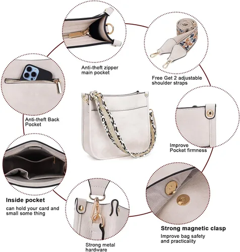 Miniatura 7 de HKCLUF Bolso cruzado para mujer, 2 piezas, de cuero, con 2 correas ajustables de leopardo, bolsa cruzada