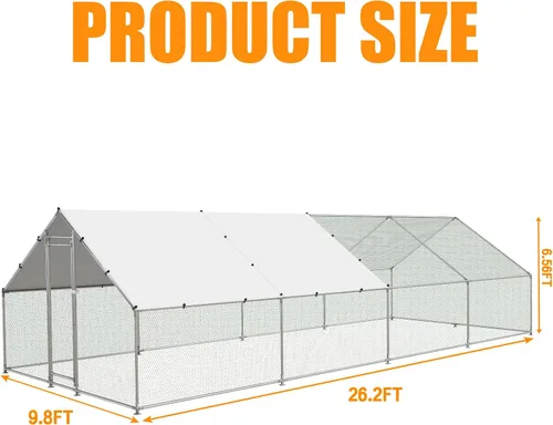 Miniatura 2 de NUGRIART Jaula grande de metal para gallinas, jaula de aves de corral, jaula para patos, casa con cubierta impermeable y anti-UV, galvanizada