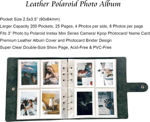 Miniatura 2 de Polaroid - Álbum de fotos de 200 bolsillos, álbum de fotos Instax Mini, de cuero de alta calidad, tamaño cartera, álbumes de fotos de 3 pulgadas
