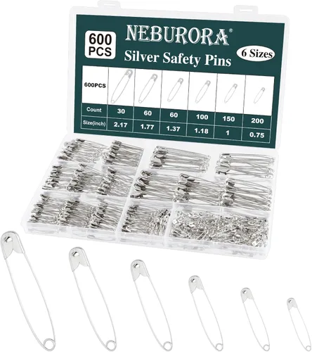 Miniatura 8 de NEBURORA 600 pines de seguridad negros de varios tamaños, pasadores de seguridad pequeños y grandes para ropa, hogar, escuela, oficina, costura