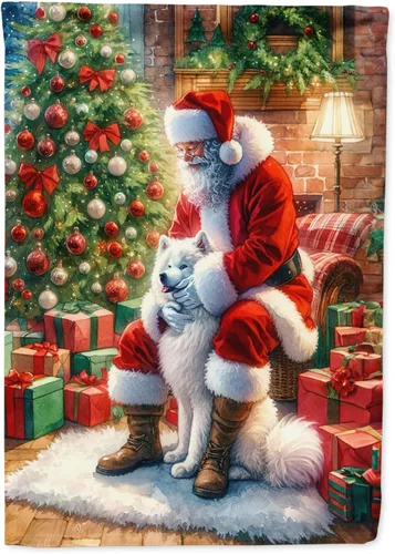Miniatura 66 de Caroline's Treasures DAC4159CHF - Bandera de casa de Husky siberiano y Papá Noel para porche, grande, para colgar en la pared, poliéster