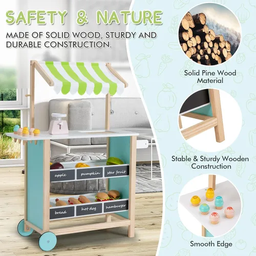 Miniatura 5 de INFANS Juguete de madera para tienda de comestibles, juego de simulación de supermercado, almacenamiento adicional, 6 escalas de helado, campanas