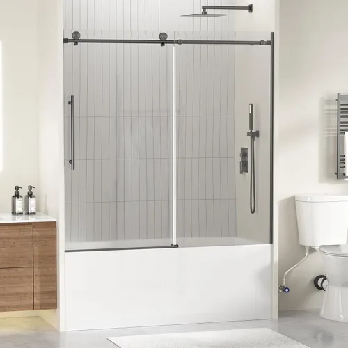 Miniatura 13 de Findepot 44-48" W x 75" H Frameless Sliding Shower Door, Shower Glass Door with 1/4" Thick Tempered Glass, Explosion-Proof Film, Easy to Clean