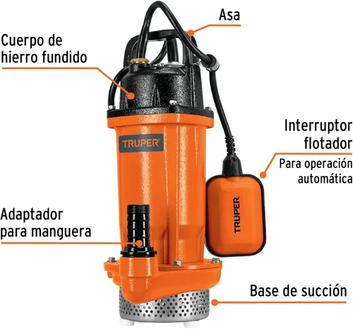 Miniatura 3 de Bomba sumergible de hierro fundido para agua limpia 1/2 HP