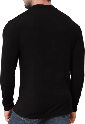 Miniatura 4 de Camisa de cuello alto falso para hombre, de manga larga, ajustada, básica, ajustada, de punto