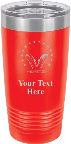 Diving Tumbler Mug - 20 oz Red Personalized Stainless Steel Tumblers Custom Engraved With Clear Lid, Vacuum Insulated For Hot/Cold Beverages Prime