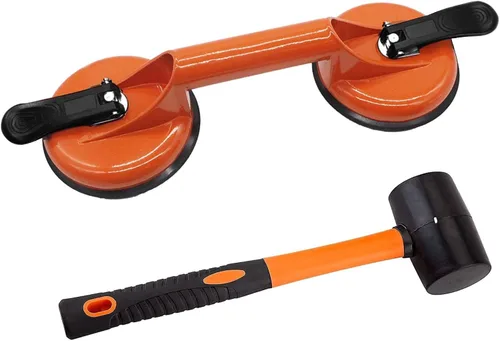 Miniatura 9 de Herramienta fijadora de huecos de piso para reparación de huecos de piso laminado, incluye ventosa y maza, kit azul