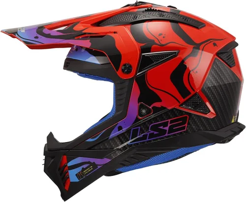 Miniatura 2 de LS2 Helmets Gate II - Casco integral para motocicleta MX Brillo lavado rojo/azul/morado