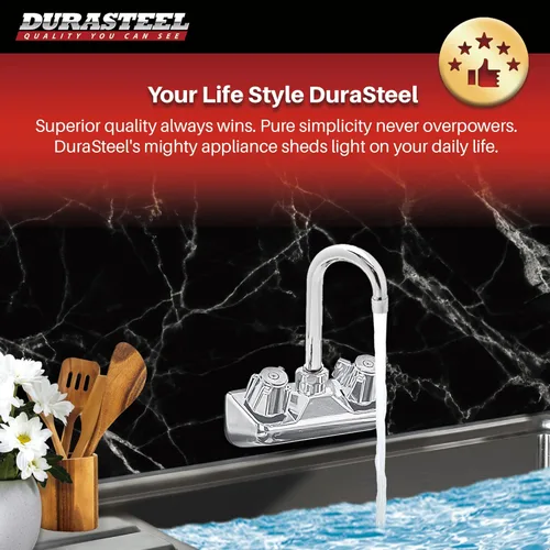 Miniatura 7 de DuraSteel Grifo de fregadero de cocina comercial, sin plomo, 4 pulgadas, montaje en pared central, grifo de fregadero de mano con boquilla de cuello