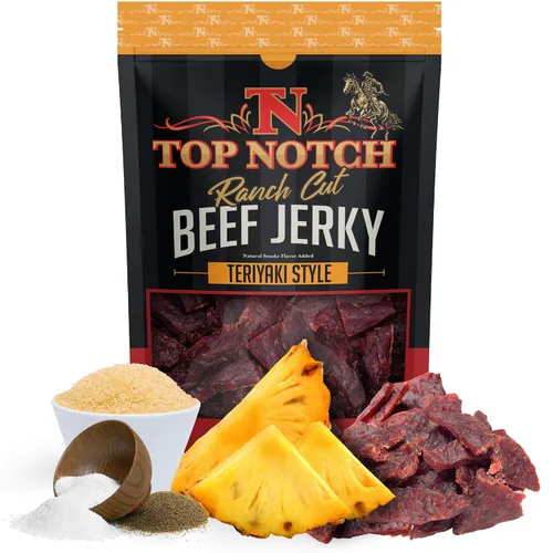 Miniatura 8 de Top Notch Ranch Cut Jerky - Bolsa de 10 onzas de carne seca de res - Snacks ricos en proteínas para niños y adultos - Tiras sabrosas de carne de res