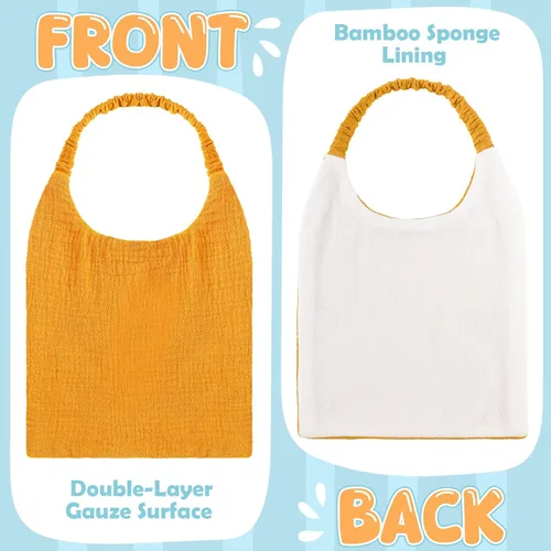 Miniatura 3 de Shyyween 8 Pack Muslin Bibs Elastic Band Adjustable Bandana Drool Bibs Double Gauze Cotton Pullover for Teething Drooling