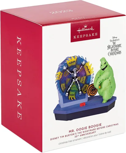 Miniatura 3 de Hallmark Keepsake - Adorno de Navidad 2023, Mr. Oogie Boogie musical con luz y movimiento de la película The Nightmare Before Christmas