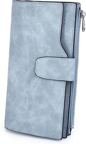 Miniatura 8 de UTO Cartera de pulsera para mujer desmontable para chequera, tarjeta, billetes, teléfono, organizador grande, 1085 azul, Grande, Moderno