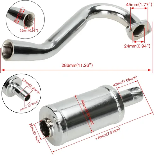 Miniatura 4 de FVRITO - Tubo de escape de 212 cc con silenciador para go kart Predator 212 de 196 cc, motor no hemi Coleman Powersports KT196 Trailmaster XRX XRS