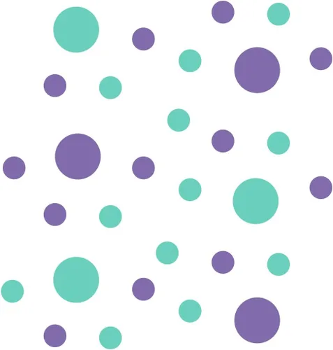 Miniatura 3 de Juego de 30 calcomanías de vinilo para pared, diseño de círculos verde lavanda/menta