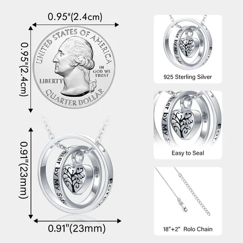 Miniatura 6 de JUSTKIDSTOY Cremation Jewelry - Collar de plata de ley 925 con diseño de girasol, rosa y pata para cenizas, recuerdos conmemorativos para mujeres
