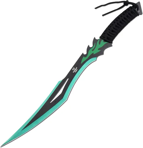 Miniatura 2 de Snake Eye Tactical Espada Ninja de fantasía verde y negra viene con funda de nailon