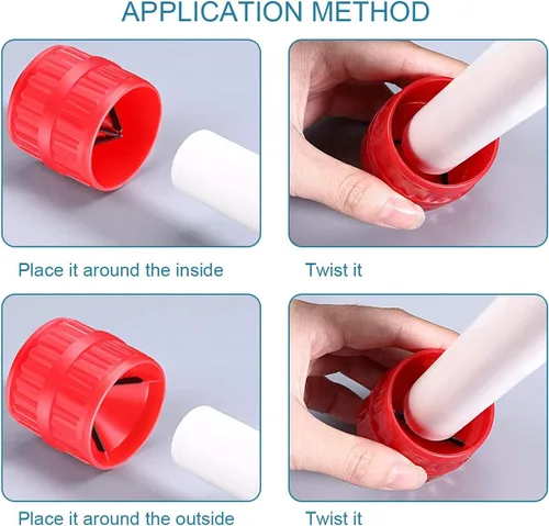 Miniatura 5 de 2 Piezas de escariador interno-externo rojo para tubos y tubos, herramienta de chaflán para tubos de PVC/PPR/Cobre/Latón/Aluminio