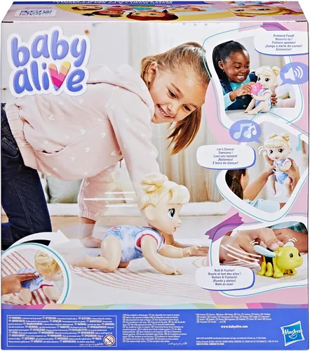 Miniatura 13 de Baby Alive Crawl 'n Play Harper Hugs - Conjunto de muñeca bebé electrónica gateadora, cabello rubio, juguetes para niños y niñas de 3 años