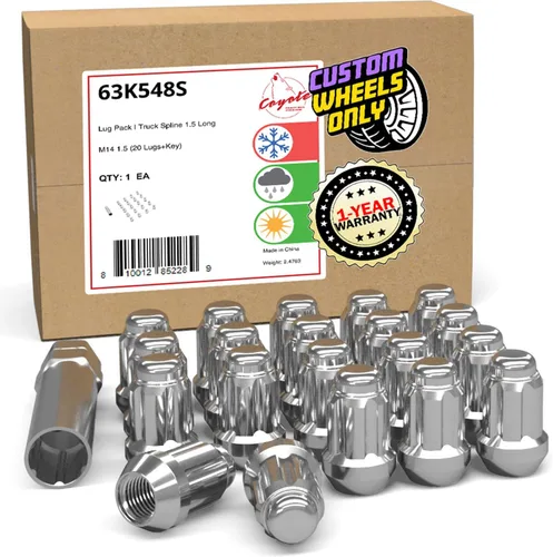 Miniatura 25 de Wheel Accessories Parts 20 tuercas de llanta M14x1.5 14x1.5 rosca OEM estilo fábrica 1.65" largo negro 7/8" 0.866 in hexagonal para Jeep Wrangler