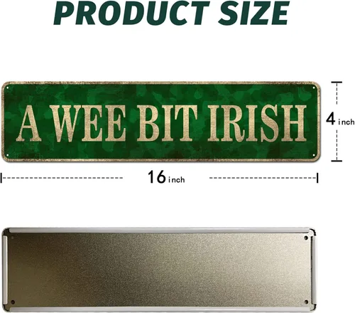 Miniatura 2 de Wee Bit - Letrero irlandés de hojalata para decoración del día de San Patricio, 4 x 16 pulgadas Letrero de metal rústico, diseño novedoso de Bar