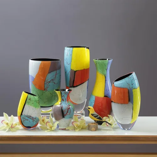 Miniatura 5 de Ca D Oro - Jarrón de cristal de color con astillas sopladas a mano de Murano - Modelo 333 MS