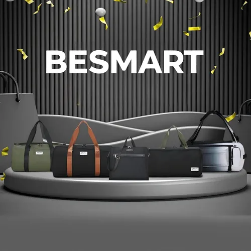 Miniatura 2 de BE SMART - Bolsa de gimnasio impermeable para hombre con compartimento para zapatos, bolsa de lona con bolsillo húmedo para hombres, bolsa deportiva