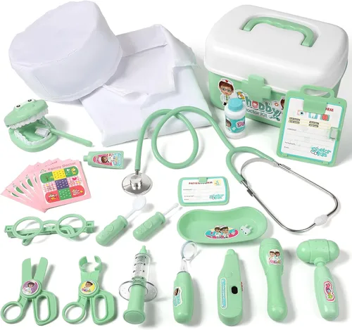 Miniatura 11 de Phobby Kit Médico Duradero para Niños, Juego Médico de Juguetes de 27 Piezas de Juego de Simulación Deluxe con Estetoscopio Real, Juguetes de Médico