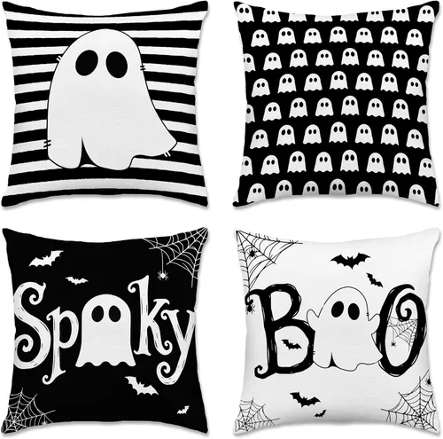 Miniatura 27 de pinata Juego de 4 fundas de almohada de otoño de 18 x 18 pulgadas, almohadas decorativas de otoño para sofá, hogar y exterior, decoración de otoño