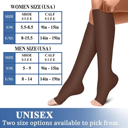 Miniatura 6 de CHARMKING 3 pares de calcetines de compresión de punta abierta para mujeres y hombres, circulación de 15-20 mmHg es el mejor apoyo para uso durante