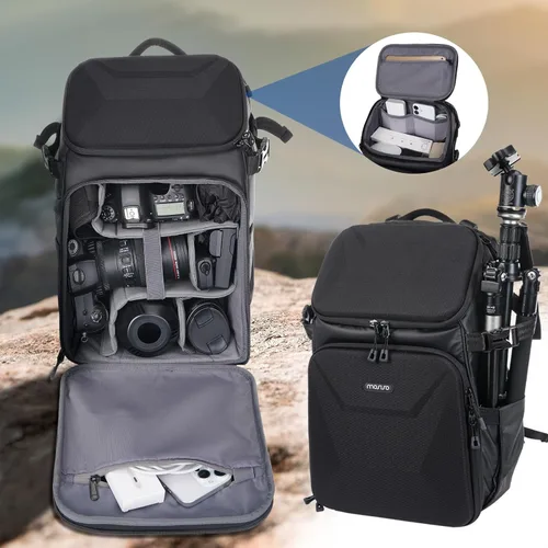 Miniatura 4 de MOSISO Mochila para cámara, bolsa para cámara DSLR con cubierta impermeable para lluvia, funda rígida de panal de abeja, mochila de viaje