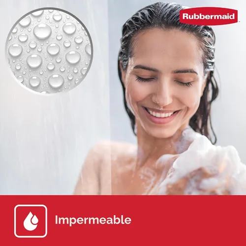 Miniatura 6 de Rubbermaid Forro de cortina de ducha transparente, forro de ducha de PEVA resistente al agua para baño, con imanes y ojales gris carbón inoxidables