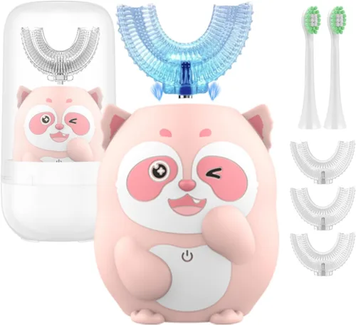 Miniatura 7 de Cepillo de dientes eléctrico para niños, cepillo de dientes en forma de U, cepillo automático sónico para niños con 5 cabezales de cepillo, 6 modos