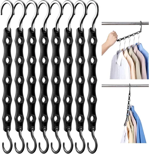Miniatura 10 de HOUSE DAY Perchas mágicas blancas que ahorran espacio, ganchos de percha inteligentes premium, perchas en cascada resistentes con 5 agujeros
