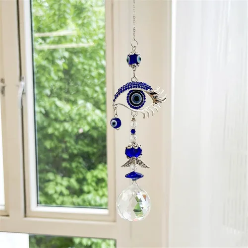 Miniatura 2 de Atrapasoles de ángel azul para decoración de mal de ojo, dije de mal de ojo colgante para ventana de coche, regalo de Navidad, decoración del hogar