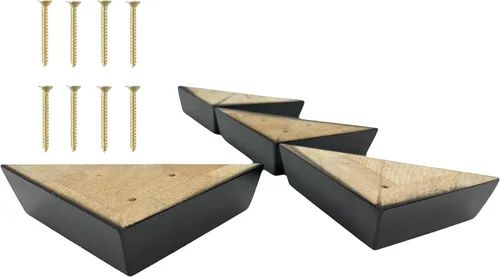 Patas para muebles, juego de 4 patas de esquina de sofá de madera, triángulo de 1-1/2 pulgadas de alto por 5 pulgadas de ancho, reemplazo de patas