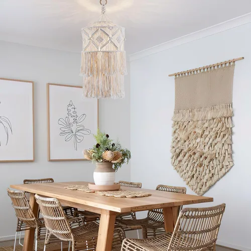 Miniatura 6 de Lámpara colgante bohemia enchufable, lámpara colgante con cable de enchufe, lámpara colgante con pantalla de macramé hecha a mano, accesorios de luz