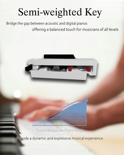 Miniatura 6 de Longeye Teclado de piano de 88 teclas, piano eléctrico de madera, piano digital semipesado para principiantes y profesionales con soporte