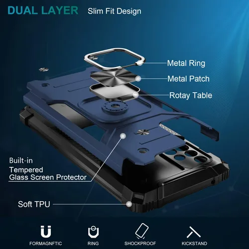 Miniatura 2 de IKAZZ Funda para Galaxy A51 5G con protector de pantalla, doble capa de TPU suave y flexible y policarbonato duro, antideslizante, de cuerpo Azul