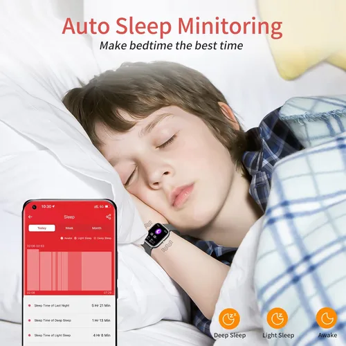 Miniatura 4 de Reloj de seguimiento de actividad física para niños, reloj inteligente impermeable IP68 con 19 modos deportivos, podómetro, monitor de frecuencia