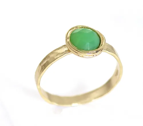Miniatura 5 de Anillo de oro de piedras preciosas, anillo de piedra chapada en oro de 14 quilates, anillo de piedra apilable, anillo de oro de piedra pequeña