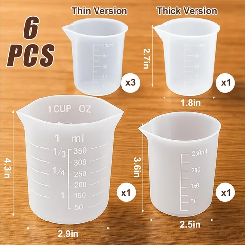 Miniatura 2 de Juome 6 tazas medidoras de silicona para derretir chocolate, juego de tazas de silicona para derretir chocolate con capacidad de 100/250/11.8 fl oz