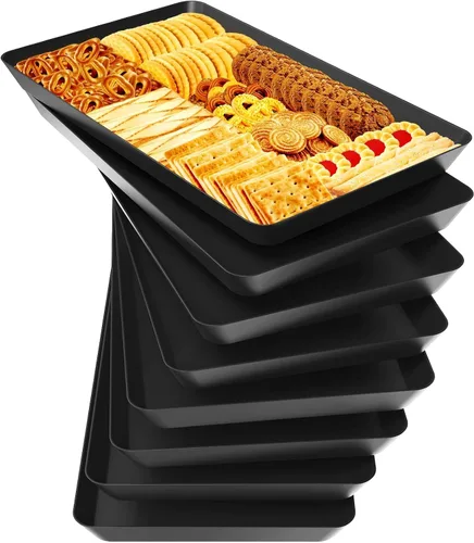 Miniatura 13 de WOWBOX 4 bandejas de servir para entretenimiento, platos para servir aperitivos, frutas, galletas, postres, bandejas de plástico reutilizables