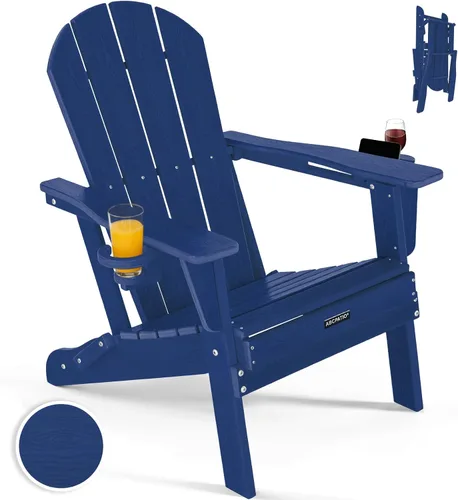 Miniatura 12 de Sillas Adirondack plegables – Silla Adirondack de plástico con soporte para tazas, sillas para exteriores resistentes a la intemperie