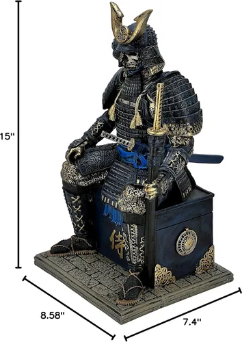 Miniatura 10 de LOOYAR Estatua de guerrero samurai antiguo medieval zombi de resina, figura decorativa artesanal para sala de estar, porche, oficina, escritorio