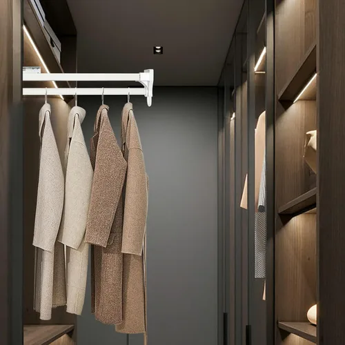 Miniatura 9 de Barra extraíble para colgar ropa, barra ajustable para perchero de ropa, barra extraíble para colgar pantalones para armarios, armarios de Blanco