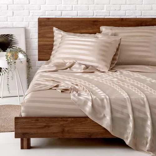 Miniatura 69 de MR&HM Sábanas de satén para cama de tamaño King, juego de 4 piezas de ropa de cama sedosa con bolsillo profundo de 15 pulgadas para colchón
