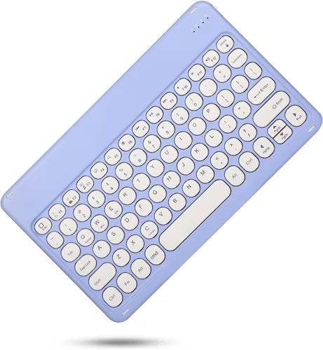 Miniatura 6 de Funda de teclado para Galaxy Tab A8 de 10.5 pulgadas, modelo 2022 SM-X200/X205/X207, linda llave redonda, teclado de color, inalámbrico, Púrpura